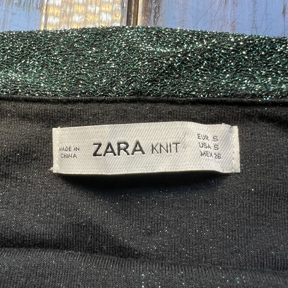 Zara Green Knit Sparkle Ruffle Tank Top Bodysuit Woman’s Small - Picture 10 of 12